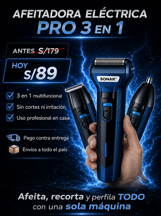 Afeitadora Eléctrica PRO SONAR 3 en 1